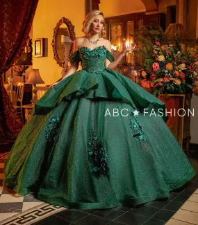 3D Floral Glitter Quinceanera Dress by Ragazza EV15-615