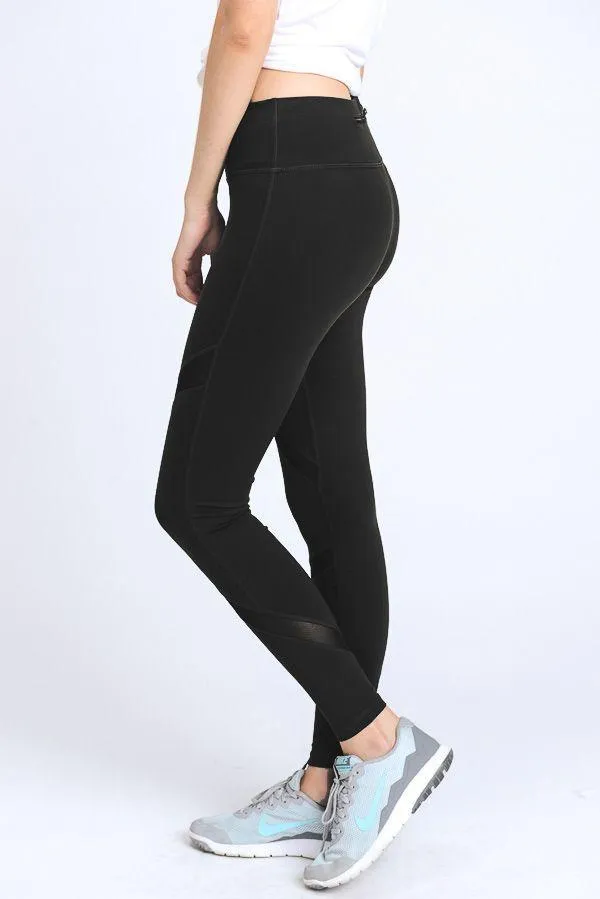 Cross Mesh Panels Pocket Full Leggings