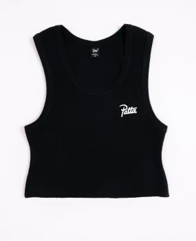 Patta Femme Cropped Waffle Tank Top (Black)