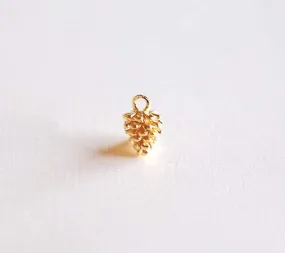 Shiny Vermeil Wholesale Gold Pinecone Charm- 18k gold over Sterling Silver Pine Cone Pendant, Small Conifer Tree Charm, Nature Forest Woodland, 290