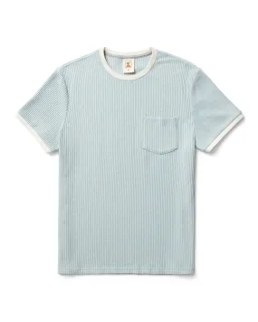 The Cannes Waffle Knit Tee - Gulf Blue