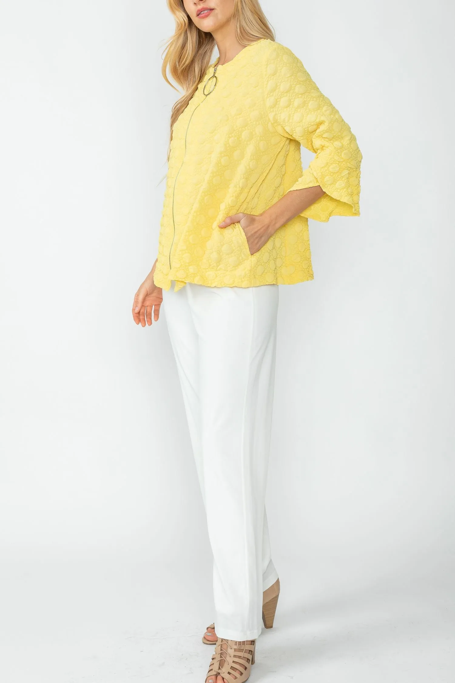 Yellow Flare Zip Up Jacket